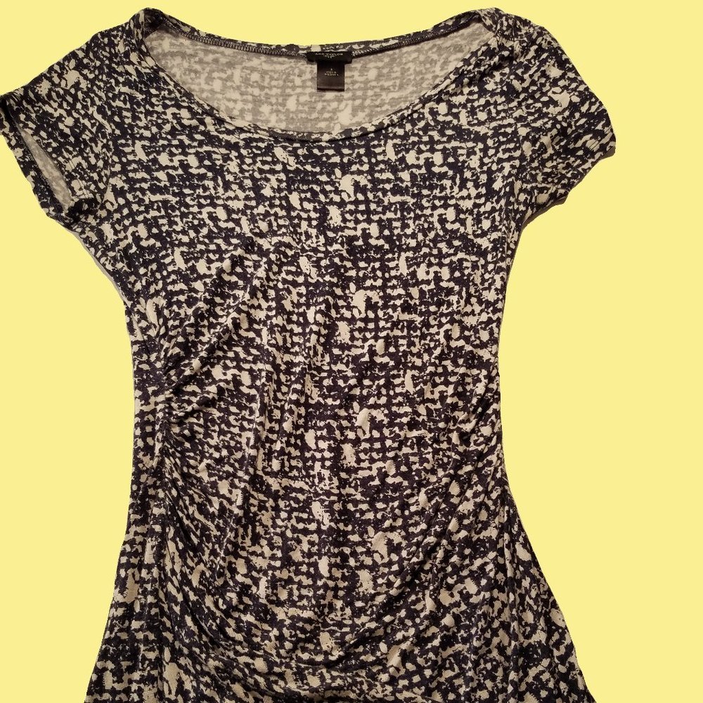 Ann Taylor Small Navy Blue & Off-White Shirt